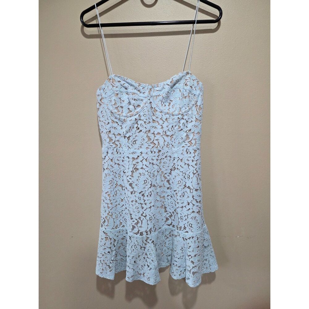 White Fox Boutique Light Blue Lace Mini Dress View 2